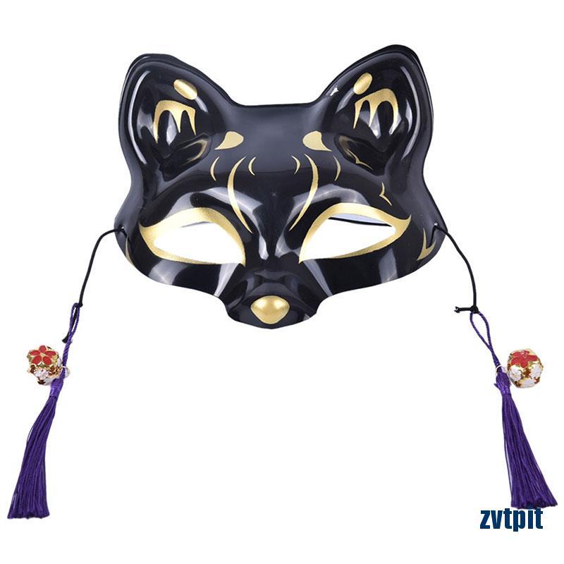 [ZPI] Japanese Halloween Cosplay Fox Party Half Face Hand Painted Kitsune SI