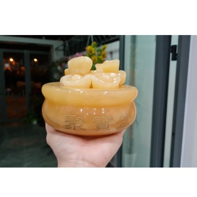 Bát Tụ Bảo  Đá Ngọc Hoàng Long 12cm + 10 thỏi vàng