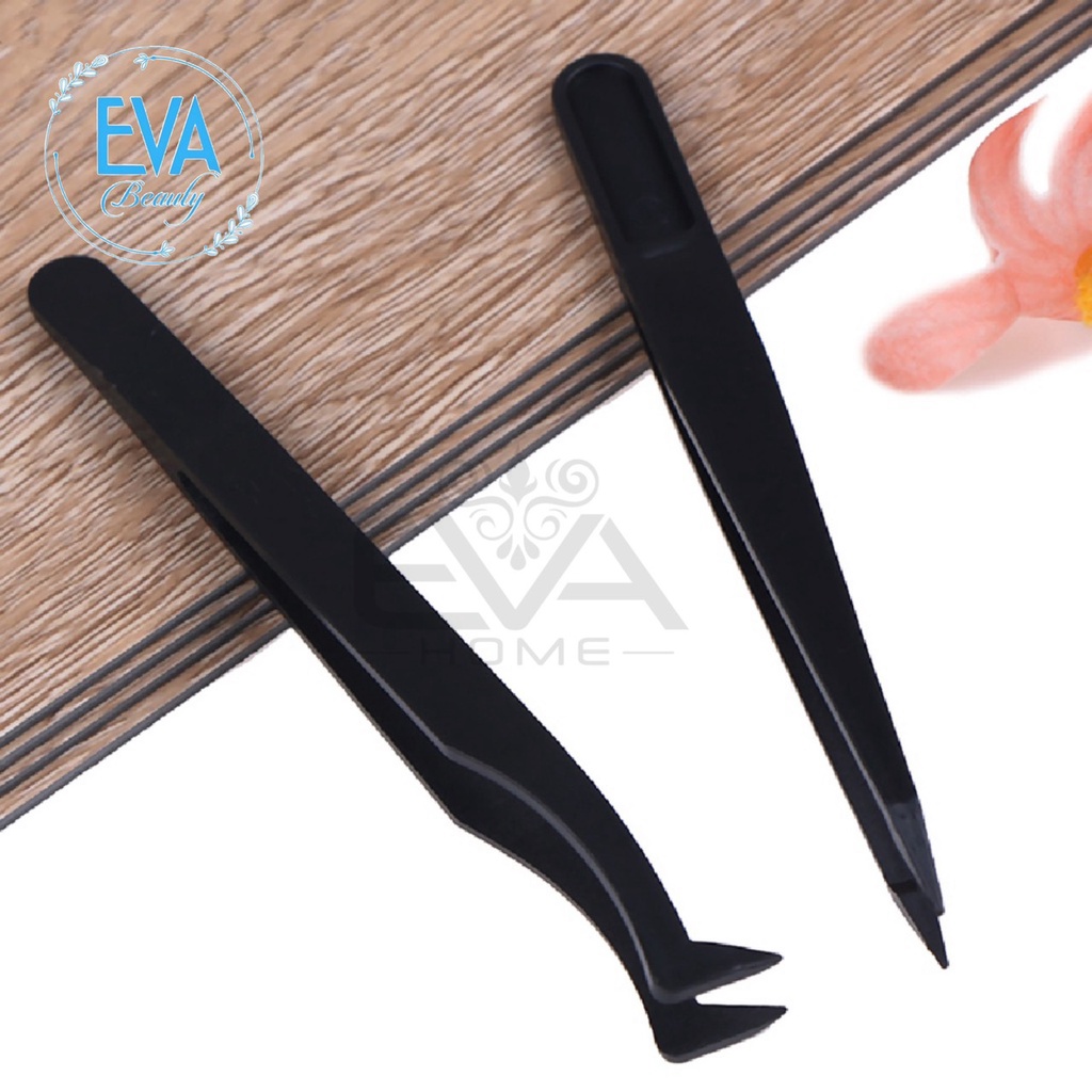 Nhíp Nhựa Đen Chống Tĩnh Điện Mũi Nhọn Đầu Cong / Đầu Thẳng Gắp Linh Kiện Plastic Point Tweezer