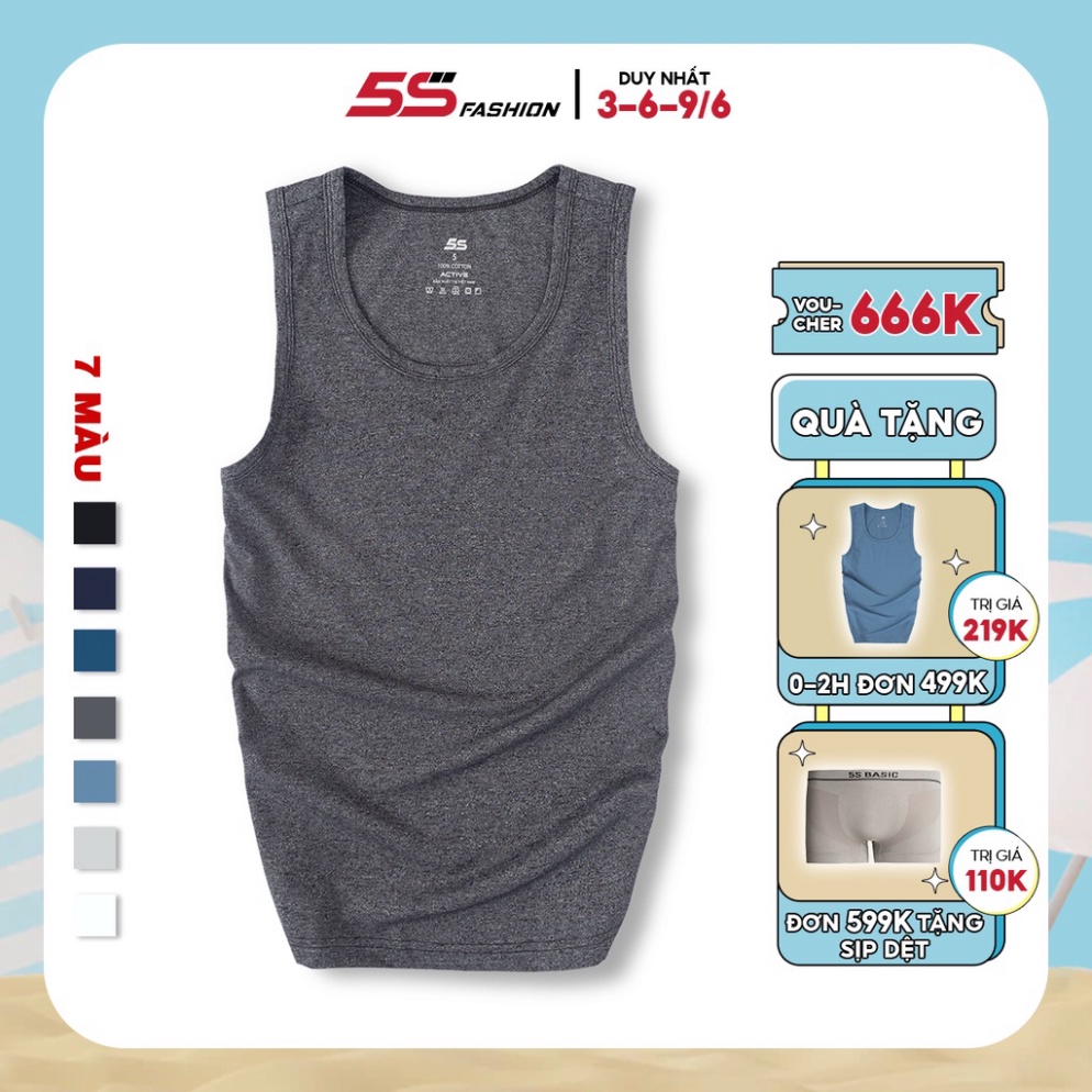 (Hàng Sỉ) Áo Ba Lỗ Nam Trơn 5S (7 Màu) Chất Liệu Cao Cấp Siêu Mềm Mại, Siêu Thoáng Mát, Thiết Kế Cổ Tròn, Dễ Kết Hợp (AB