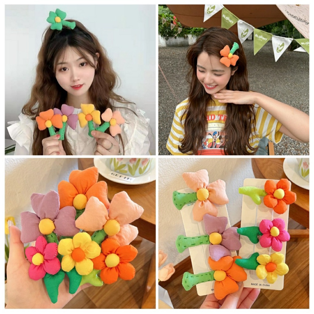 Kẹp tóc hình bông hoa nhồi bông xinh xắn