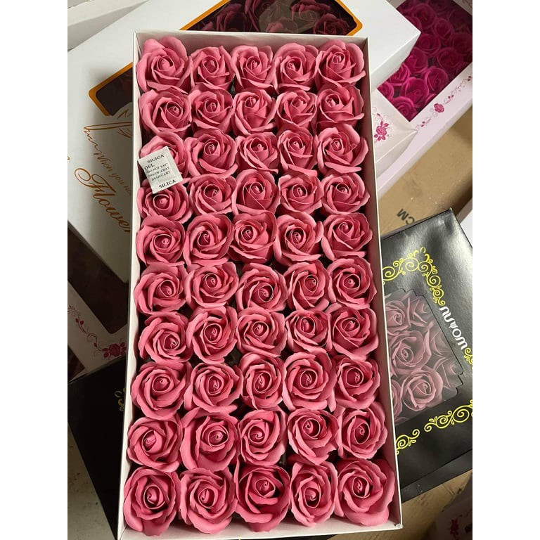 Hoa sáp thơm đỏ hồng quà tặng gắn hộp quà valentine ngày lễ