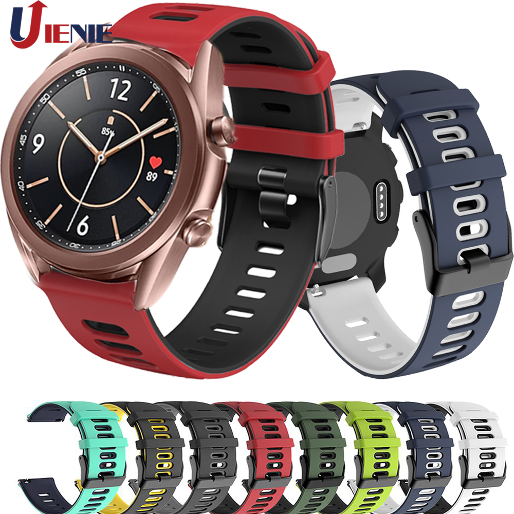 20mm Silicone Strap Watchband for Samsung Galaxy Watch 3 41mm/Gear S2/ 42mm Bracelet Band Sport Replacement Wristband