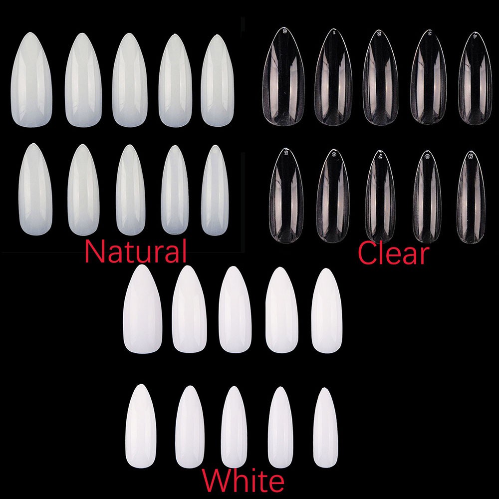 [Hàng mới về] Set 100 móng tay giả 3 màu bao phủ toàn bộ móng tay làm từ acrylic trang trí thủ công chuyên nghiệp