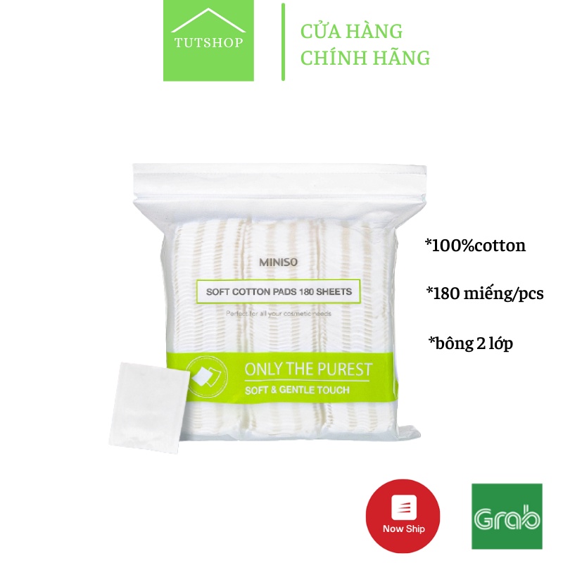 Bông tẩy trang Miniso Cotton 2 lớp loại 180 miếng