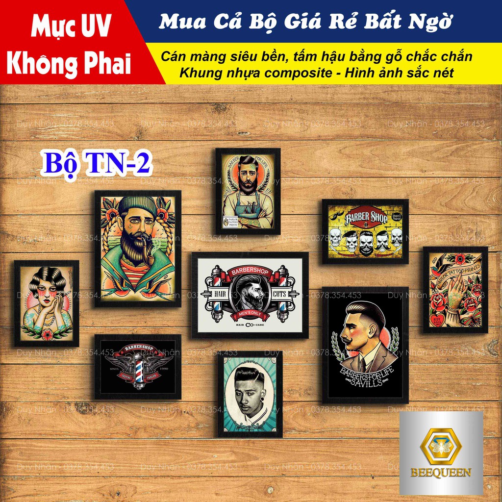 Bộ 9 Tranh Khung Trang Trí Barbershop - Tóc Nam | TN2
