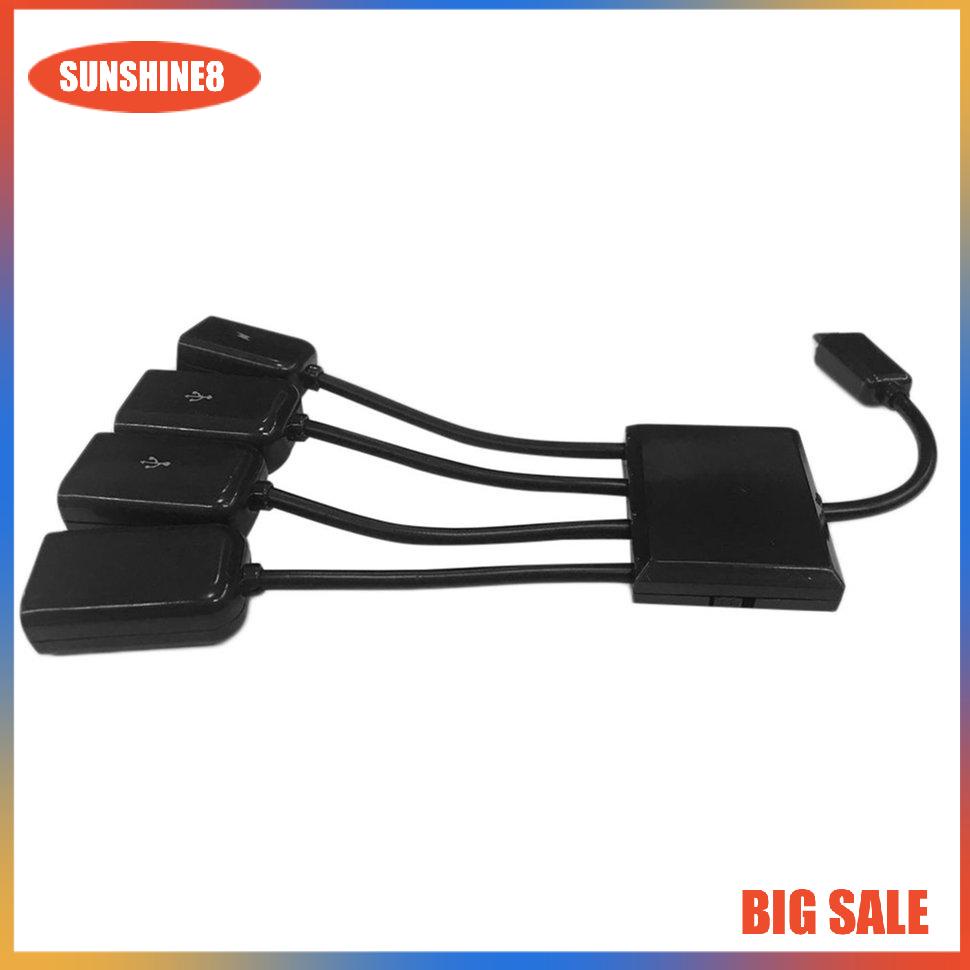 【SUN】4 in 1 Ports Micro USB Power Charging OTG HUB Cable For Smartphone Tablet