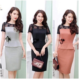 Đầm ôm peplum tay bồng V348 NK thiết kế❌Ảnh thật❌