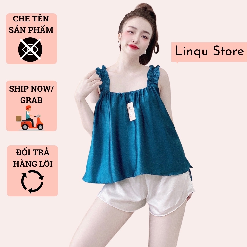 Đồ Ngủ Sexy Gợi Cảm Áo 2 Dây Nhún Bèo Cực Xinh Freesize - Linqu Sleepwear