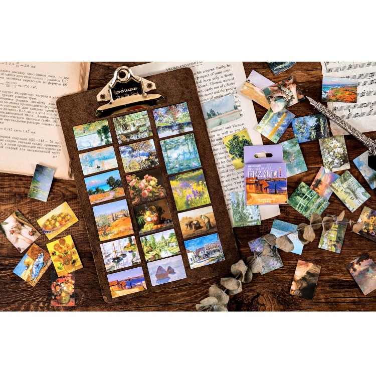 Hộp 45 miếng sticker mẫu tranh vẽ memories canvas