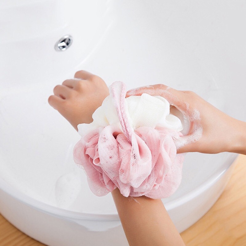 Bông tắm tròn cao cấp 2 màu pastel xinh xắn, lưới mềm mại 2458