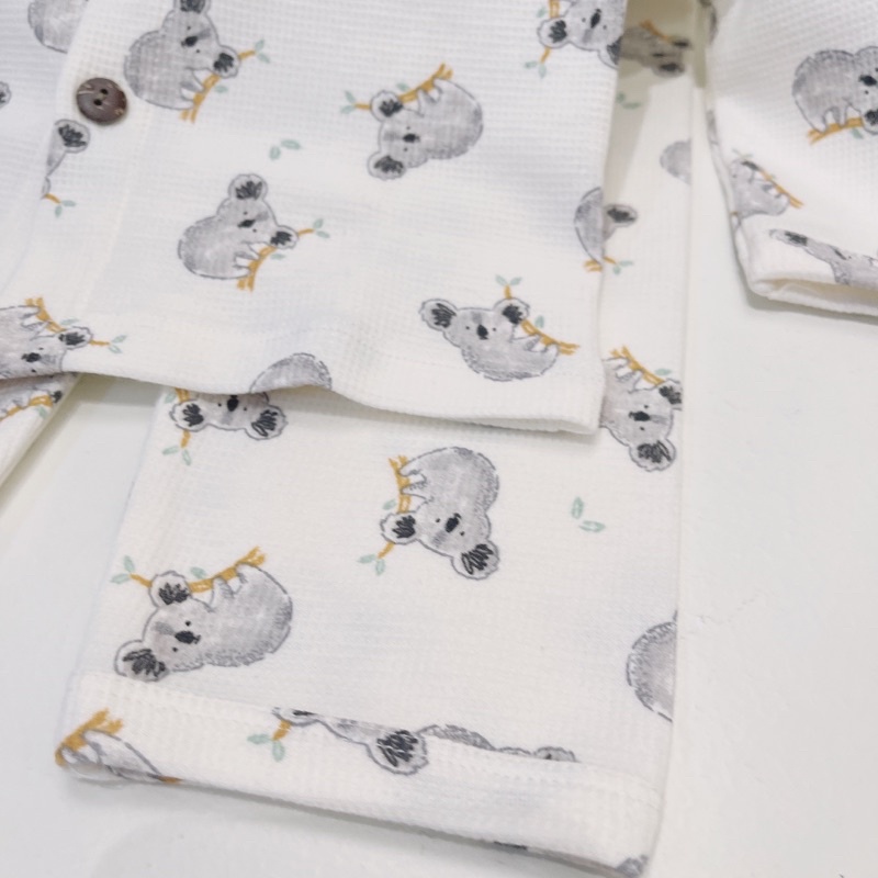 Bộ quần áo thu đông cài cúc chất liệu cotton tổ ong dễ thương cho bé QA35 Mimo Baby