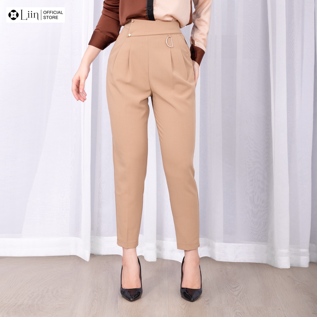 Quần baggy Linbi form công sở cách điệu đai chữ D thời thượng liin clothing Q3574