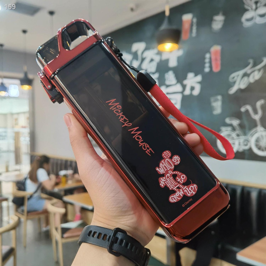 ❃Giá trị cao cốc nước vuông nữ với ống hút mùa hè cốc nhựa phẳng cầm tay xu hướng sáng tạo phong cách thể thao lưới màu