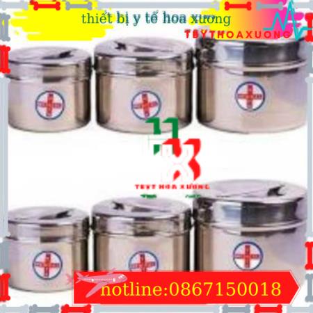 Hộp Inox Tròn Cỡ To Y Tế - Hộp Đựng Bông Gòn phi 10 , kích  thước 11x10cm