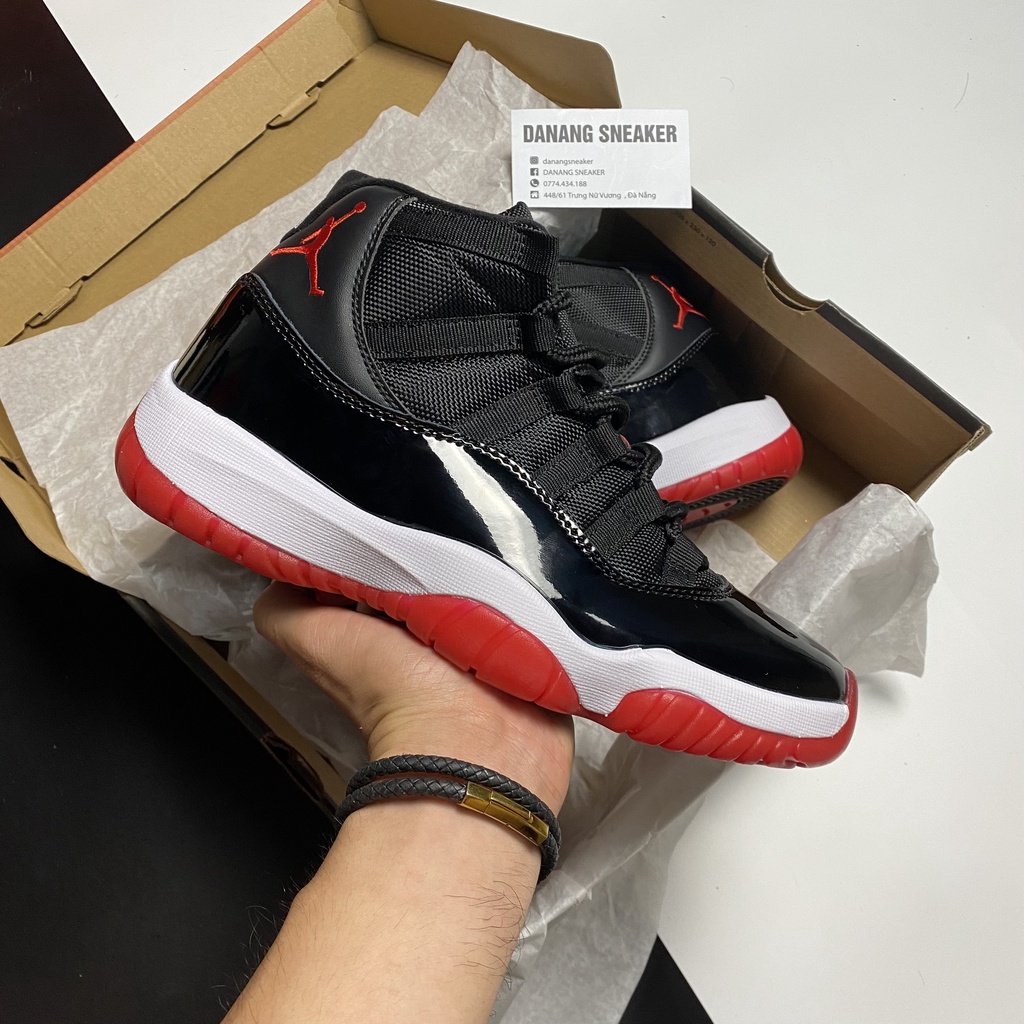 Giày Jordan 11 Bred (Jd11 bóng rổ đen đỏ) - GIÀY DANANG | Phiên bản 1:1 chuẩn