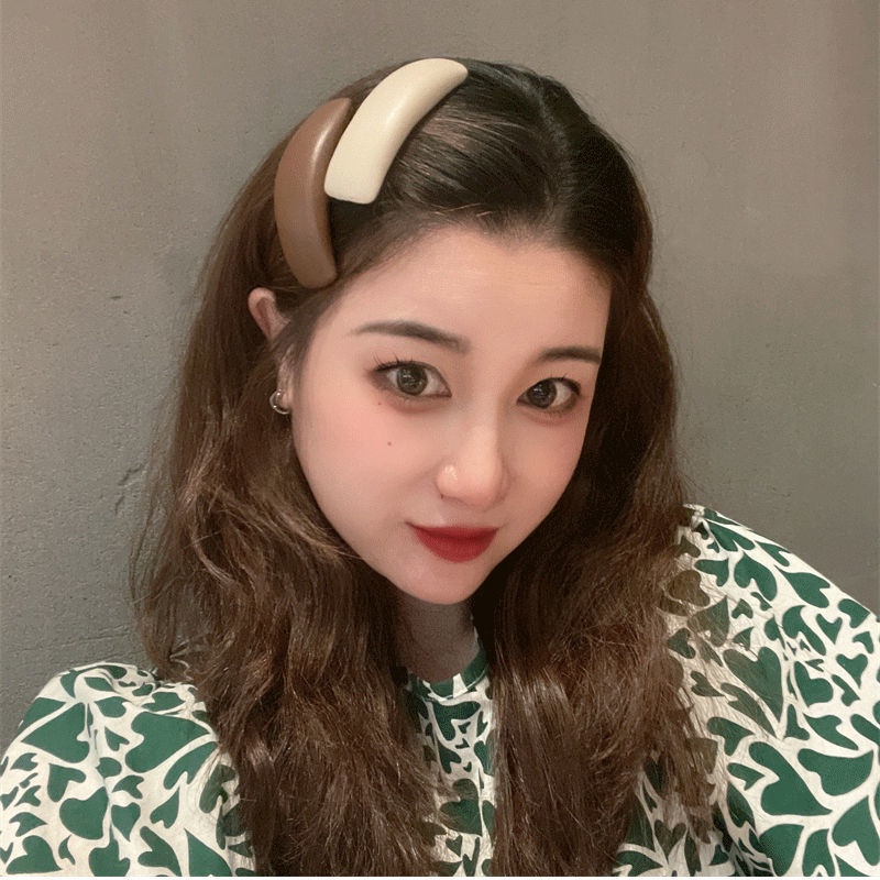 Kẹp Tóc Bằng Da Màu Trà Sữa Phong Cách Hàn Quốc