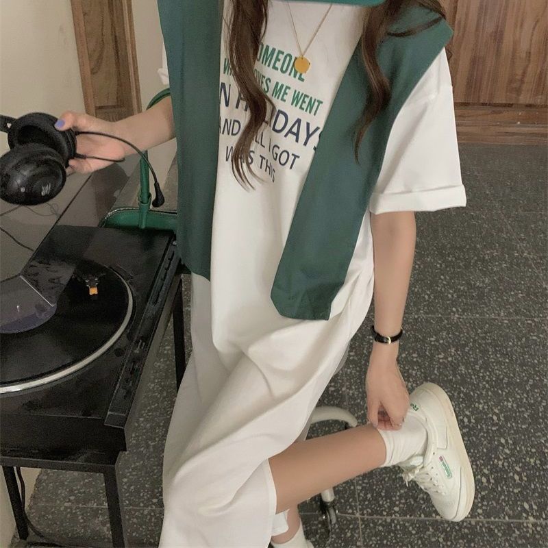 Jiashucheng Áo Thun Tay Ngắn Dáng Rộng In Chữ Phong Cách Harajuku Hàn Quốc Dễ Phối Đồ Mi