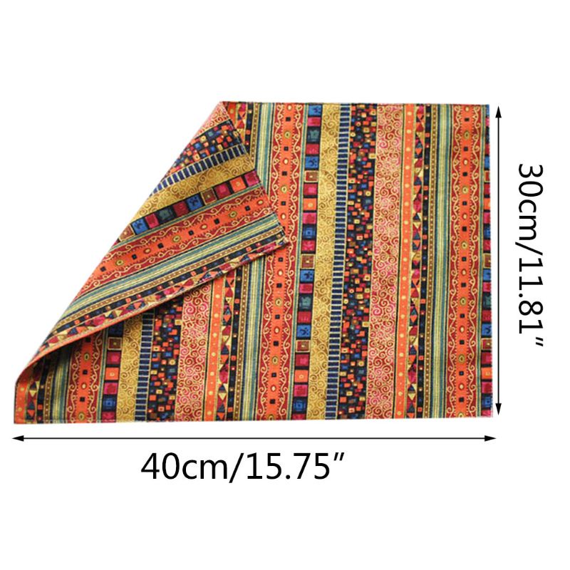[PC] Khăn Trải Bàn Vải Lanh Cotton Họa Tiết Hình Học Kẻ Sọc Hai-La Phong Cách Dân Tộc