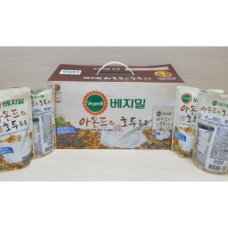 [ Trợ Giá ] Sữa Óc Chó Hạnh Nhân Vegemil Hàn Quốc, Hộp Màu Trắng 20 Gói * 190ml, Thơm Ngon Bổ Dưỡng Và Tốt Cho Sức Khỏe