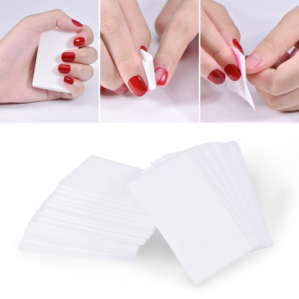 [Hàng mới về] Bộ 100 miếng bông tẩy sơn móng tay màu trắng làm từ cotton 100%