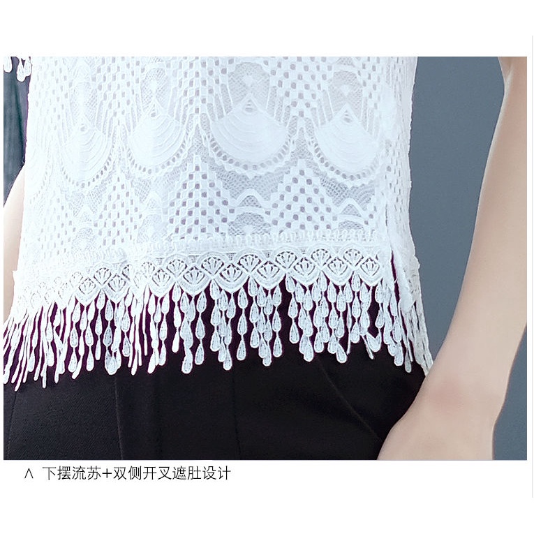 Áo Thun Tay Ngắn Phối Ren Cỡ Lớn Thời Trang Mùa Hè Cho Nữ