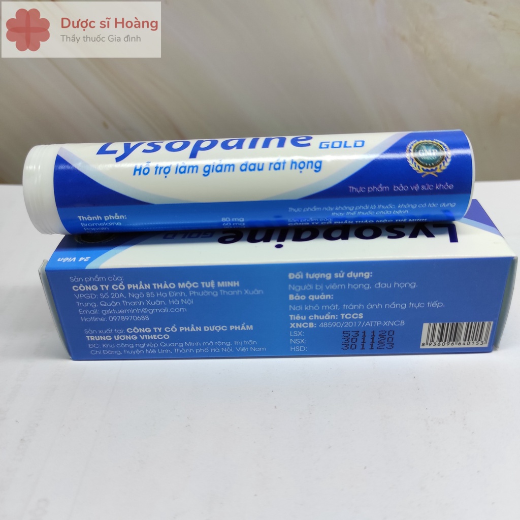 Viên Ngậm Lysopaine Gold - Giảm Sưng Rát Họng - Hộp 24 viên