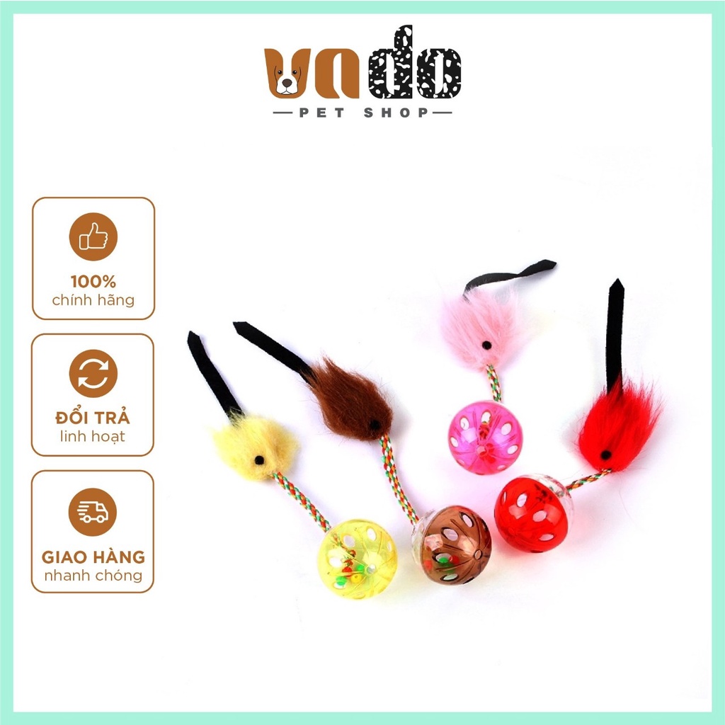 Đồ chơi bóng kèm chuông và lông vũ vui nhộn cho chó mèo