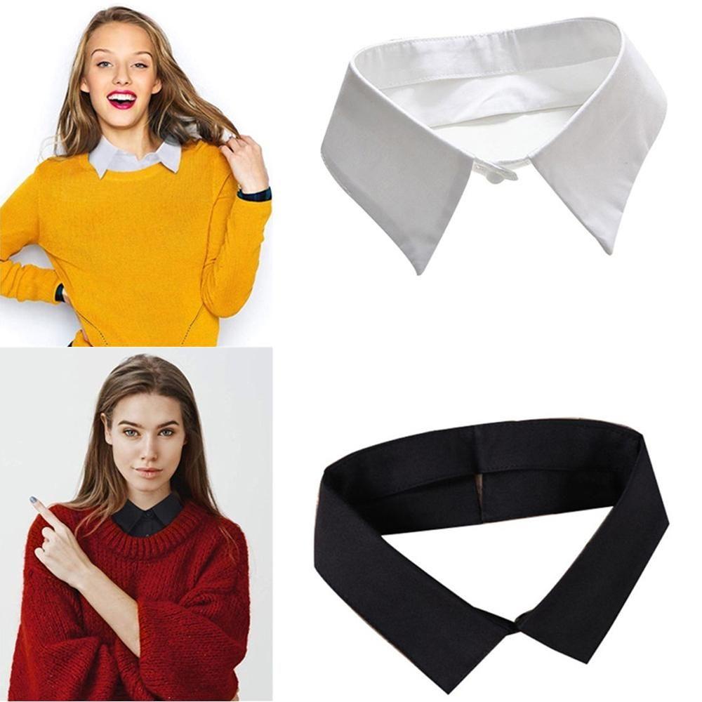 Cổ Áo Sơ Mi Giả Màu Trắng / Đen Chất Liệu Cotton Cao Cấp Thời Trang