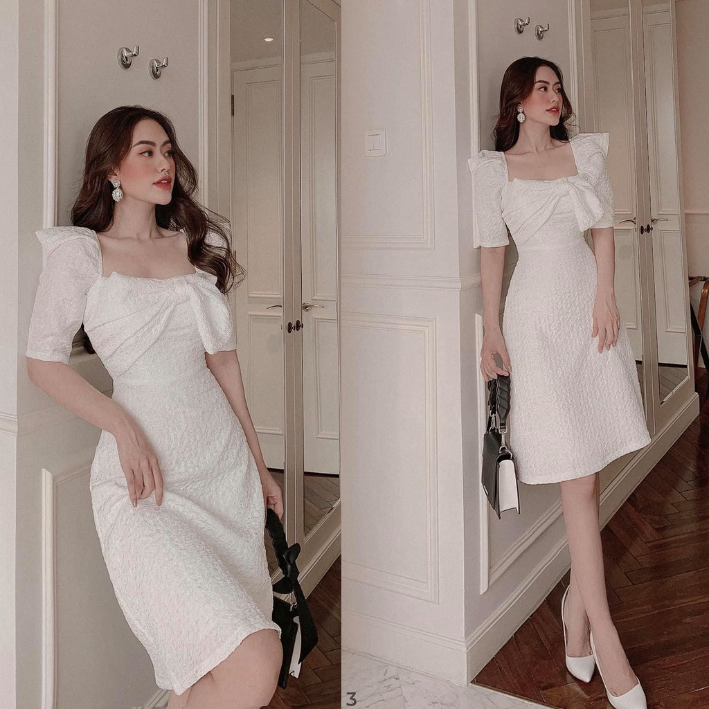 ĐẦM SUÔNG NHẸ TIỂU THƯ TAY BỒNG NƠ NGỰC QUÁ XUẤT SẮC ĐI TIỆC SIÊU SANG SIÊU XINH - QANU331