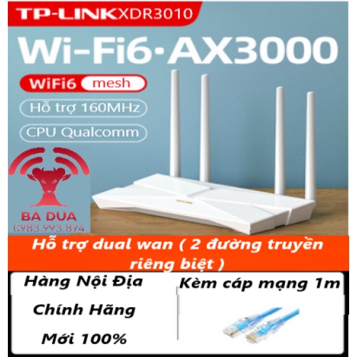 Bộ Phát Wifi Mesh Wifi 6 Dual Wan Gigabit Tplink TP-Link XDR3010 AX3000