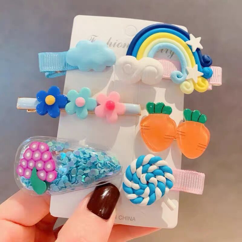 Bộ 6 Kẹp Tóc Màu Cầu Vồng Dễ Thương Phong Cách Hàn Quốc