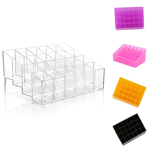 Khay Nhựa Trong Suốt 24 Ngăn Đựng Son Môi Tiện Dụng Ốp