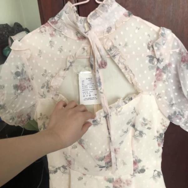 (Sẵn S) Váy tiểu thư khoét ngực / Đầm hoa Trung Quốc cổ điển Ulzzang ( có ảnh thật) đẹp