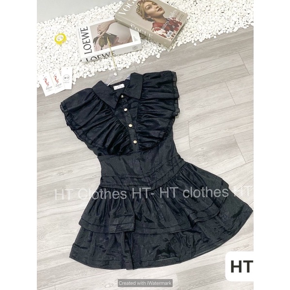 Set áo voan bánh bèo kèm chân váy hai tầng