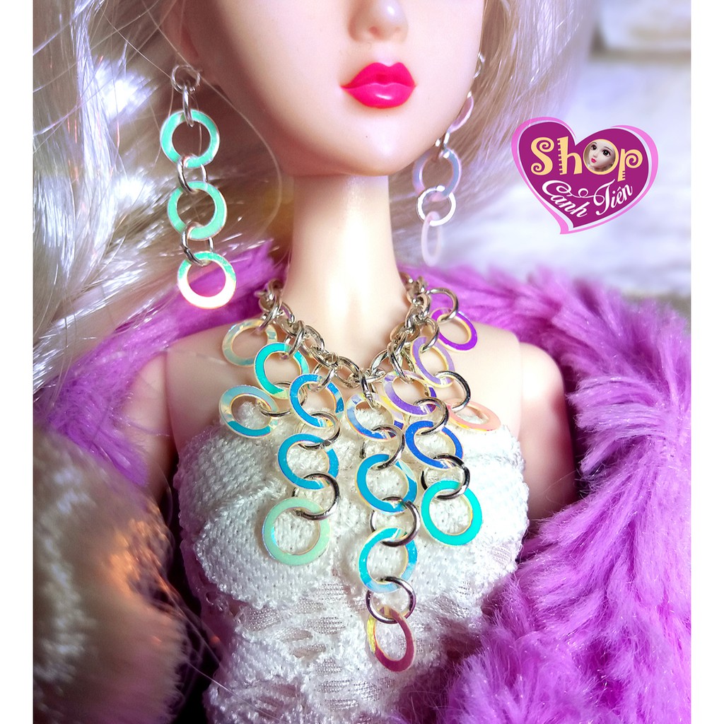 Phụ kiện Búp bê, Vòng cổ, bông tai Búp bê Barbie Handmade thời trang, Bộ Trang sức mini tự làm