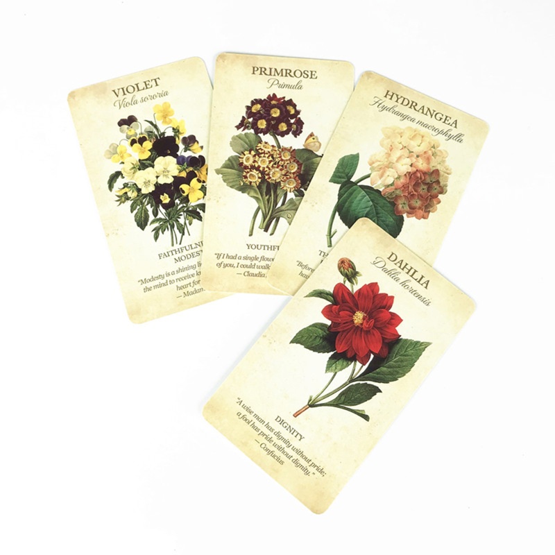 Bộ bài tarot Botanical Inspiration gồm 45 lá bài phù hợp cho trò chơi bữa tiệc gia đình