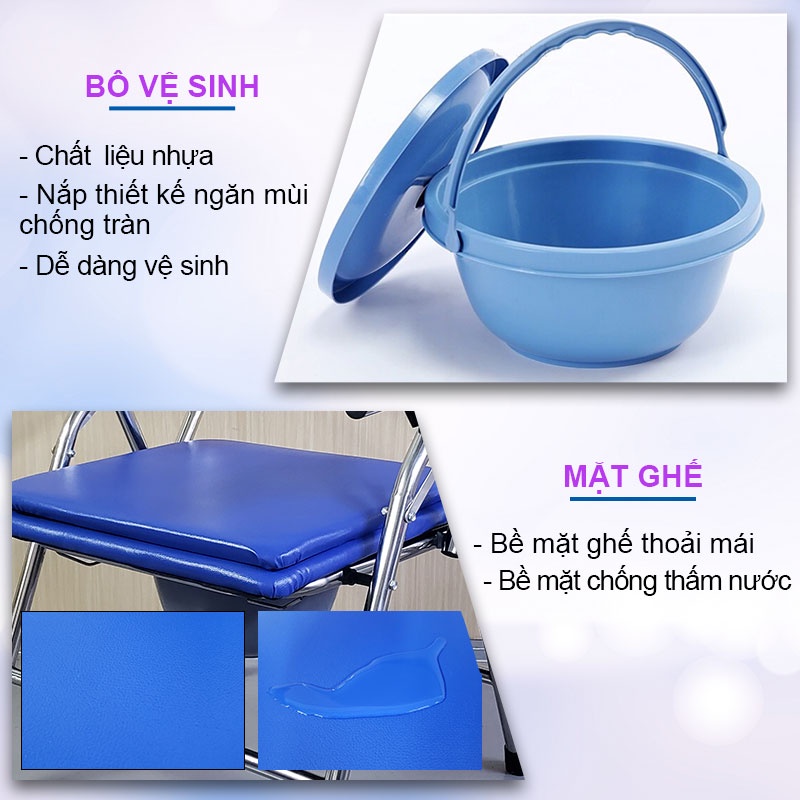 Ghế bô cho người già, Có thể xếp gọn, Tải trọng 250kg - Hàng chính  hãng NIKITA
