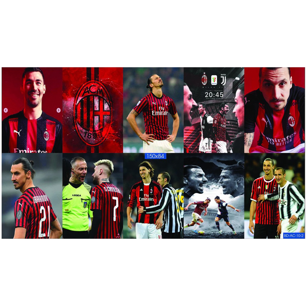 Combo Set 10 tờ Decal dán tường đội bóng AC Milan