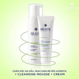Bộ Sản Phẩm Giảm Mụn Giảm Viêm Ngăn Ngừa Thâm Sau Mun Rilastil Asnestil Gồm sữa rửa mặt và kem dưỡng cho da mụn