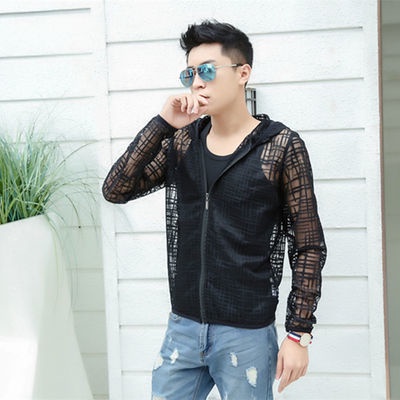 Áo Khoác Bóng Chày Tay Dài Phối Lưới Siêu Mỏng Thoáng Khí Phong Cách Hàn Quốc Cho Nam