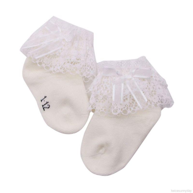 Vớ cotton phối ren xinh xắn dành cho bé gái từ 0-12 tháng tuổi