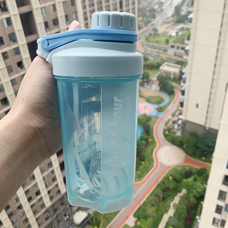 Bình Lắc Protein Màu Đen Không Chứa Bpa Nhỏ Gọn Tiện Dụng Cho Người Tập Gym / Thể Thao