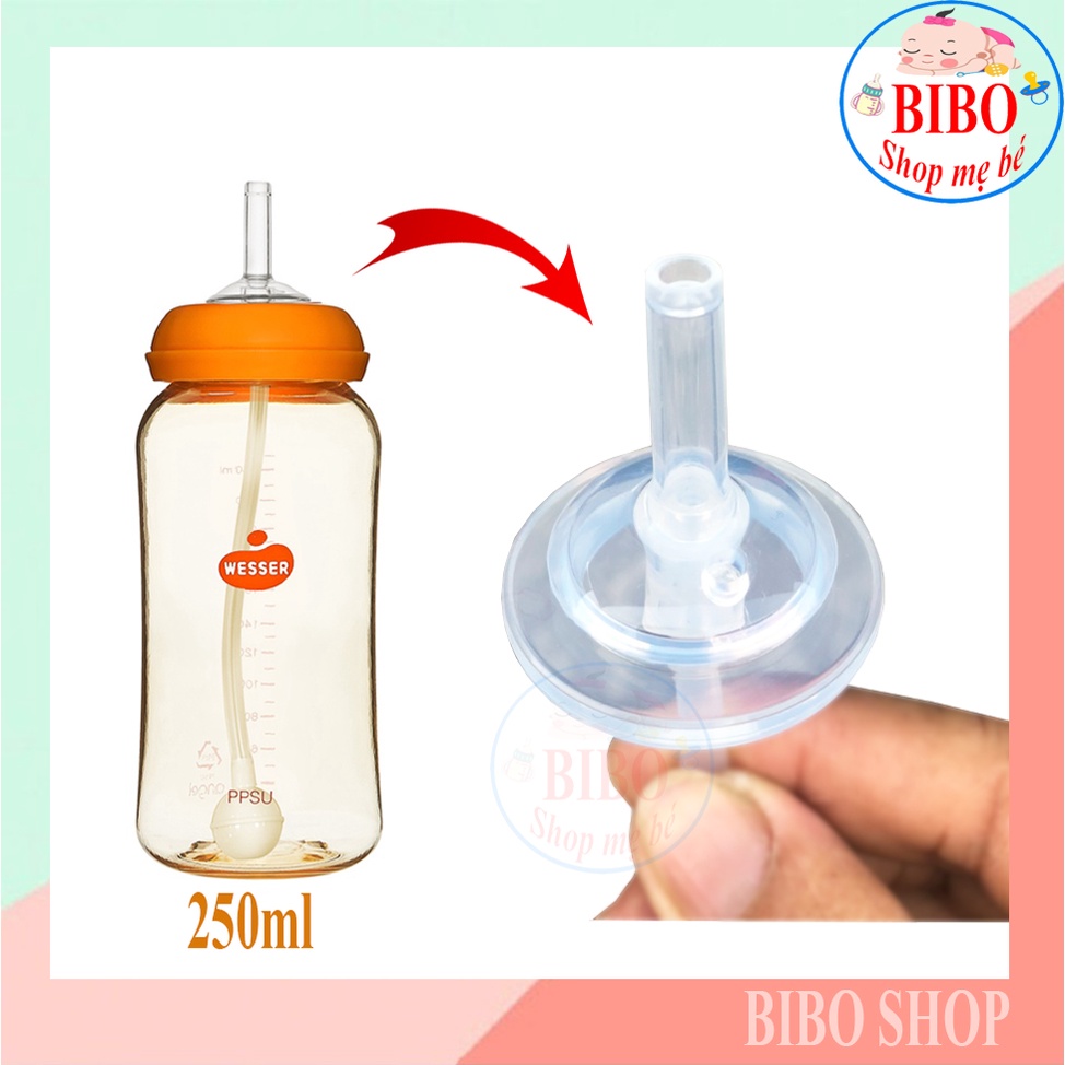 Bình Ống Hút Wesser 250ml nhựa PPSU (cổ hẹp uống mọi tư thế)