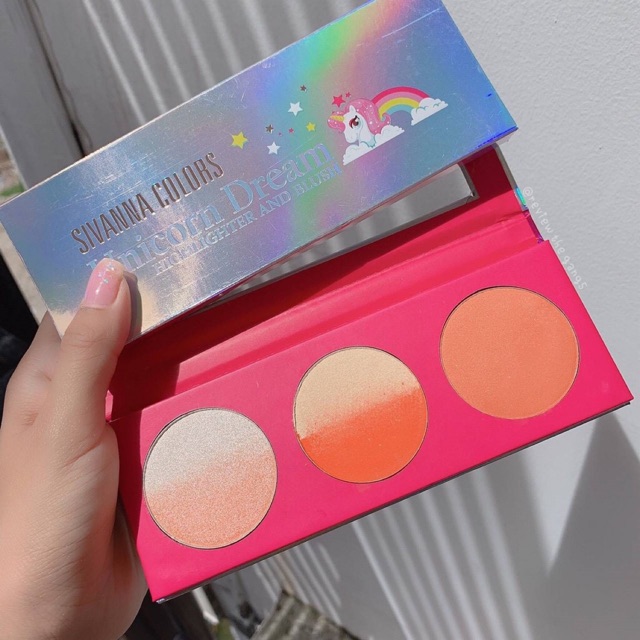 Phấn Má &amp; Bắt Sáng Sivanna Colors Unicorn Dream Highlighter &amp; Brush