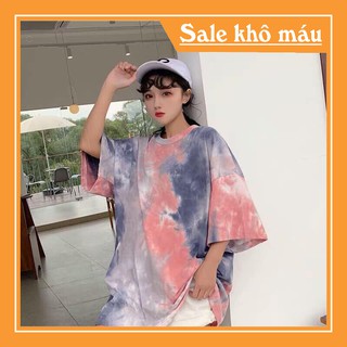 Áo thun tay lỡ unisex loang form rộng siêu hot _ Áo thun nữ