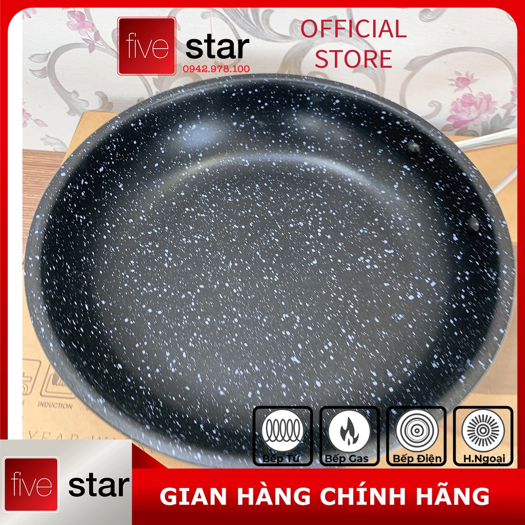 Bộ nồi chảo quánh inox cao cấp  FiveStar Plus 5 chiếc 3 lớp đáy liền inox 304 nắp kính, bảo hành 25 năm