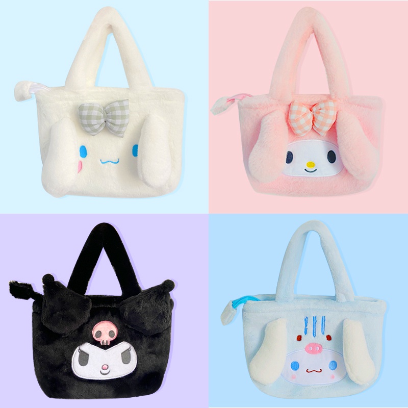SANRIO Túi Xách Nhung Lông Hình Nhân Vật Hoạt Hình Kuromi Đáng Yêu
