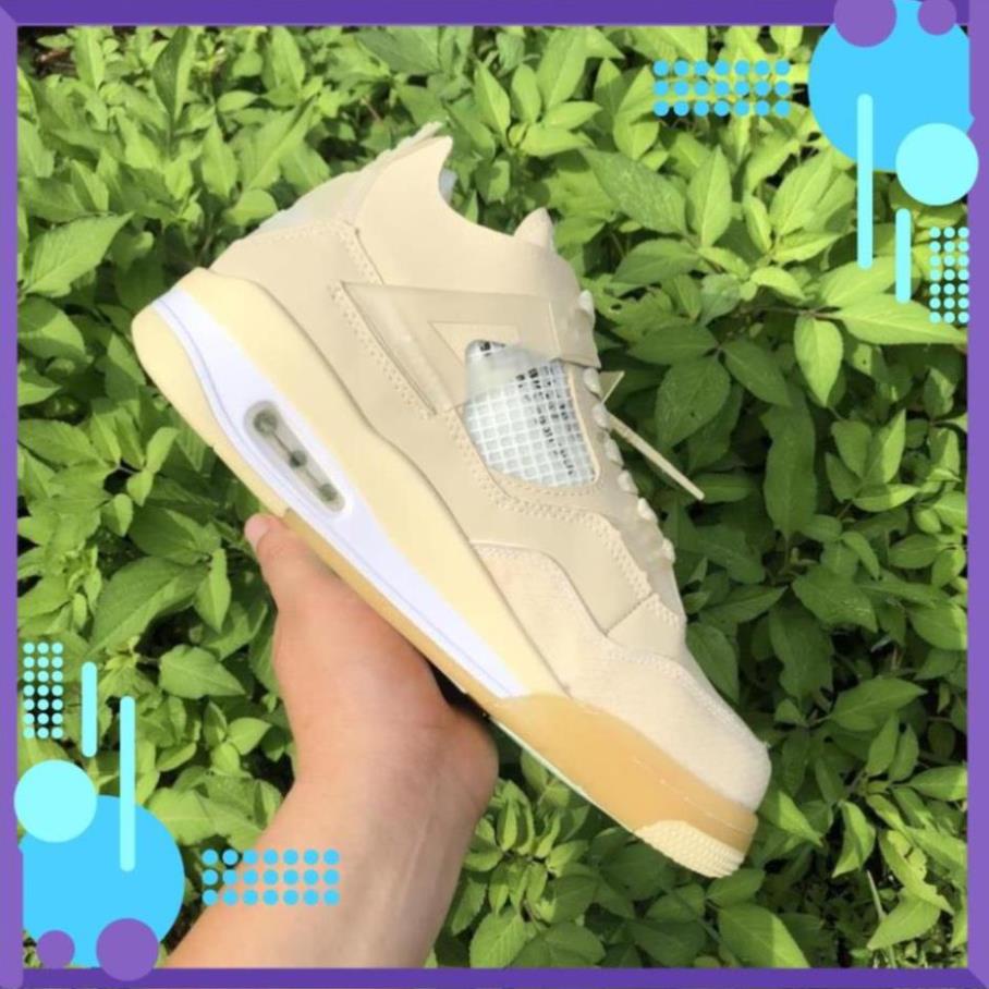 🌩️ Giày air jordan 4 retro off white kem , Giày sneaker JD4 màu kem siêu hot mới nhất 🍢