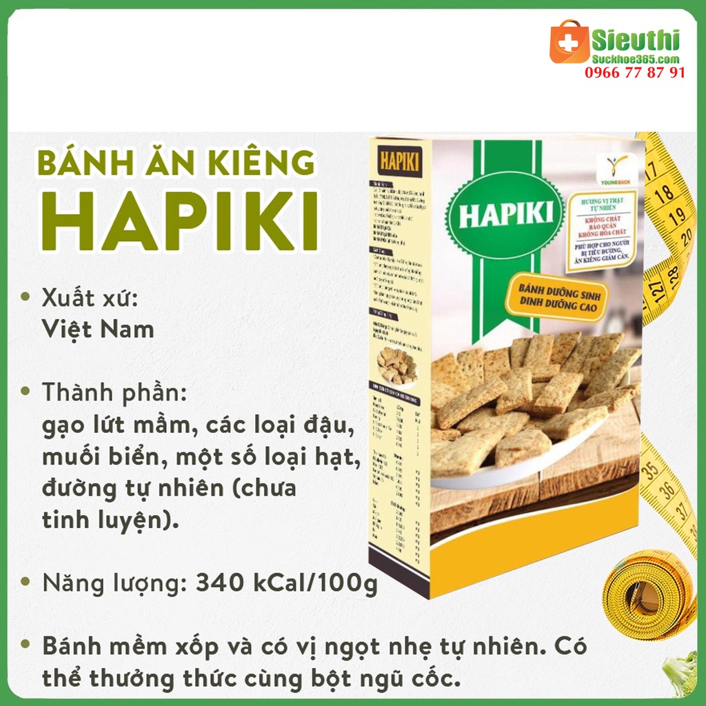 Bánh Không đường Hapiki dinh dưỡng dành cho người tiểu đường, ăn chay, ăn kiêng hộp 120g Siêu Thị Sức Khoẻ 365